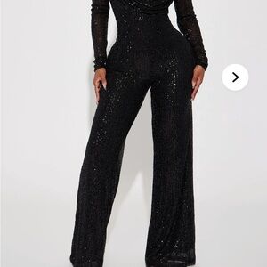 Elegant Black Sequin Jumpsuit